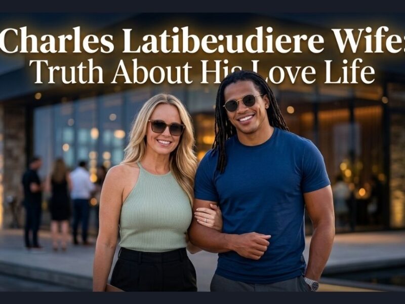 Charles Latibeaudiere wife smiling with Charles outdoors at a upscale venue — truth about his love life