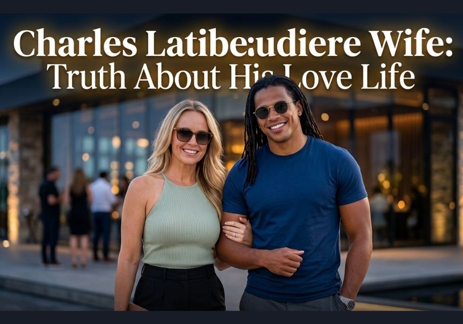 Charles Latibeaudiere wife smiling with Charles outdoors at a upscale venue — truth about his love life