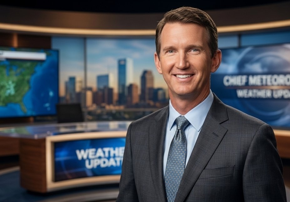 Premium celebrity news website banner featuring WXYZ Chief Meteorologist Dave Rexroth with text overlay "Dave Rexroth Net Worth 2026: How Much Does He Earn?"