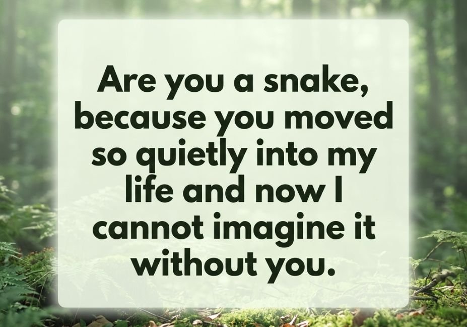 165+ Snake Pick Up Lines That Are Dangerously Smooth - misty forest gentle flirty quote image