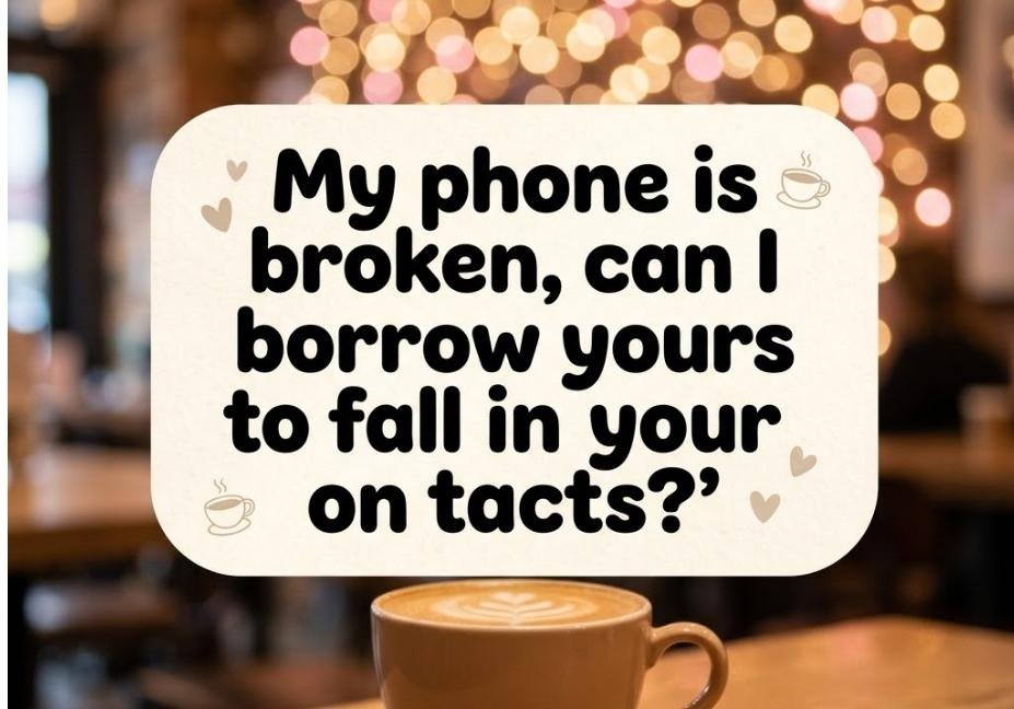 Irrational pickup line image about borrowing a phone to fall into your contacts