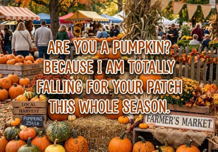 50+ Farmers Market Pick Up Lines No One Warned You About – pumpkin patch flirty line photo