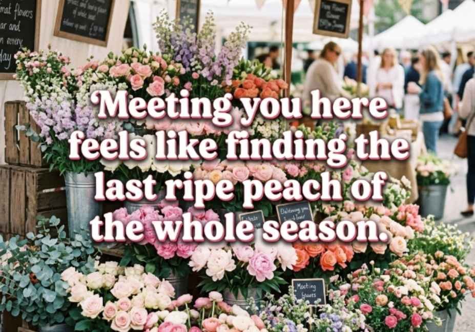 50+ Farmers Market Pick Up Lines No One Warned You About – flower stand romantic quote image