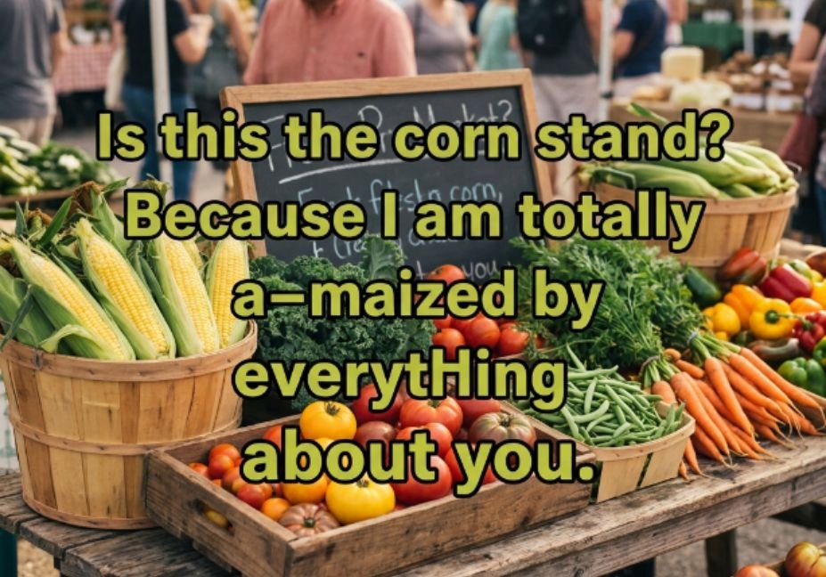 50+ Farmers Market Pick Up Lines No One Warned You About – fresh corn stand funny pick up line photo