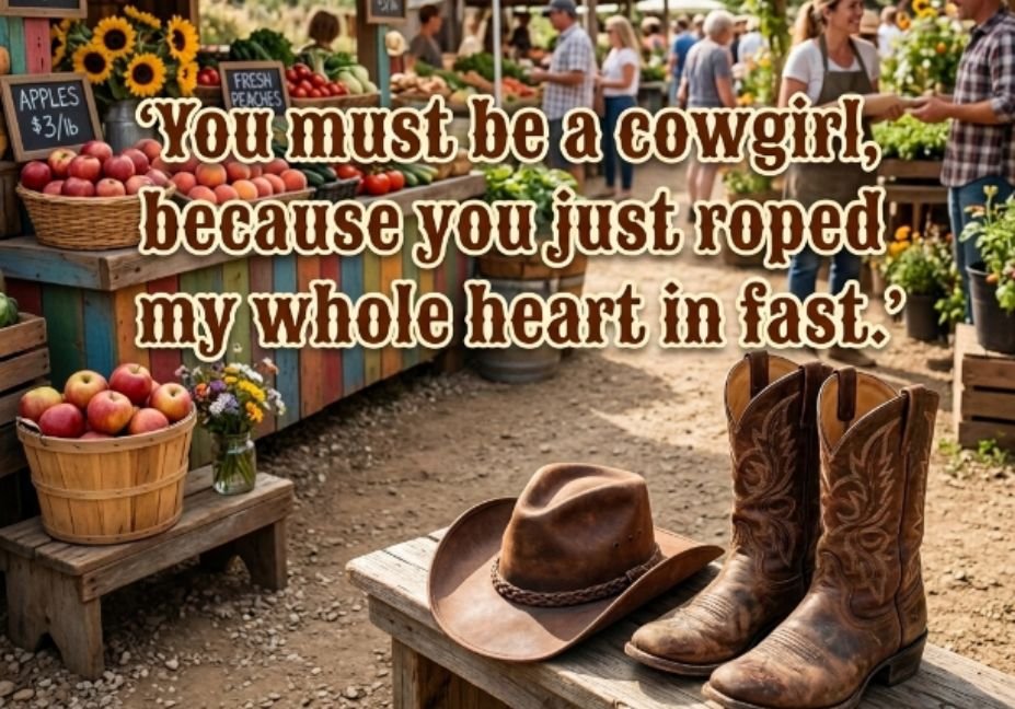 50+ Farmers Market Pick Up Lines No One Warned You About – cowgirl themed flirty line image