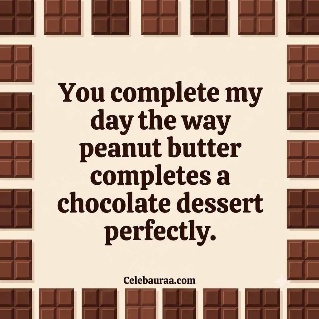 A premium dark aesthetic on a square image. Deep chocolate-brown background with subtle golden light rays. Glossy chocolate bar illustration along the bottom edge. High-contrast bold cream-white text centered: "If personality had a flavor, yours would definitely be rich, dark chocolate bar."