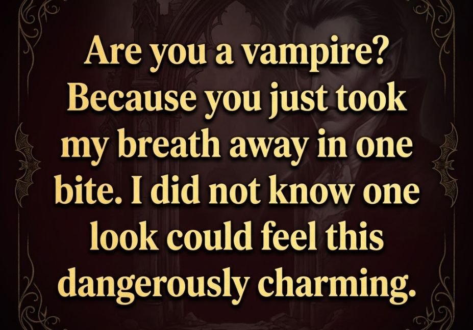 Blood Pick Up Lines That Are Surprisingly Irresistible – Vampire Bite Flirty Rizz Line Image