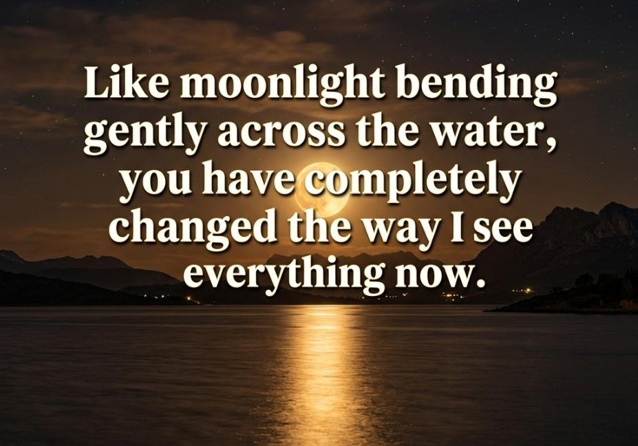 Flirty Moon Pick Up Lines image with golden moonlight reflecting over calm water