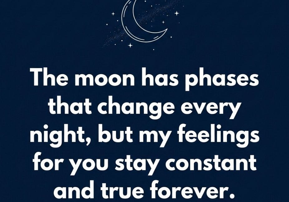Moon Pick Up Lines minimalist quote card with crescent moon line art on navy background