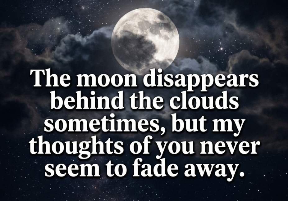 Moon Pick Up Lines text image with bright moon behind soft clouds in night sky