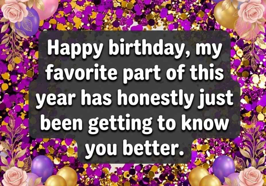 Birthday pick up lines quote on vibrant purple confetti party background