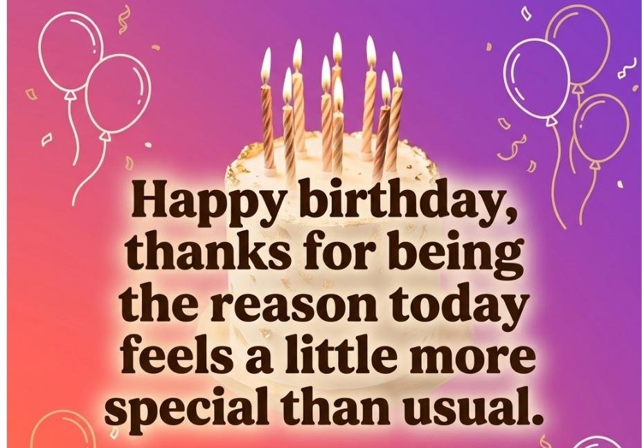 Birthday pick up lines quote on vibrant coral and purple gradient background