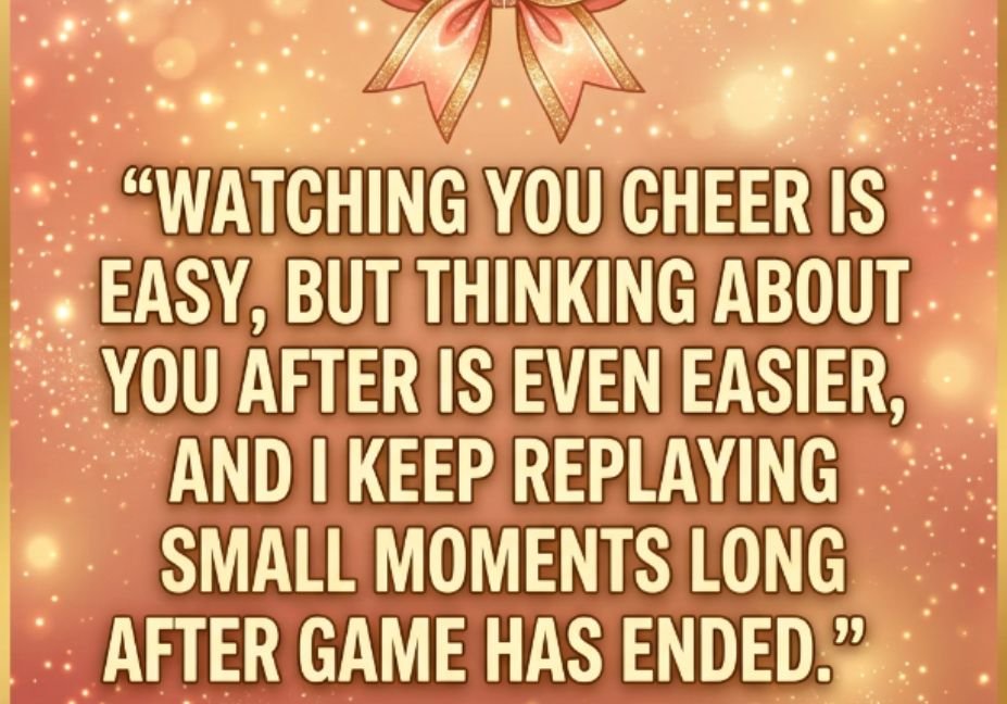 Cheerleading Pick Up Lines: Cheesy or Genius? – gameday quote on golden sparkle background with bow