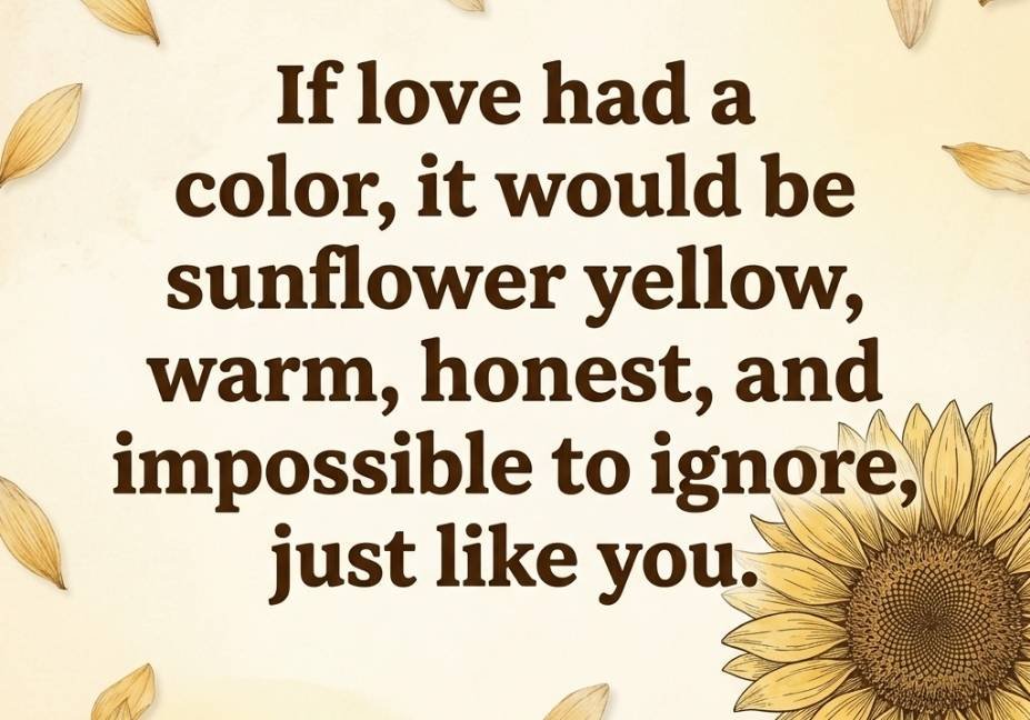Romantic sunflower pick up lines quote card with pastel yellow background and floral design