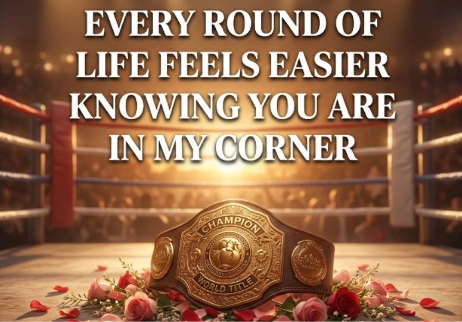 Why These Boxing Pick Up Lines Keep Getting Replies – golden champion belt with roses in a boxing ring corner