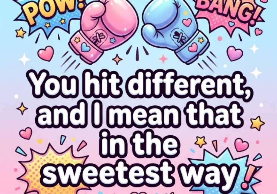 Why These Boxing Pick Up Lines Keep Getting Replies – cute pink and blue cartoon boxing gloves with hearts and stars