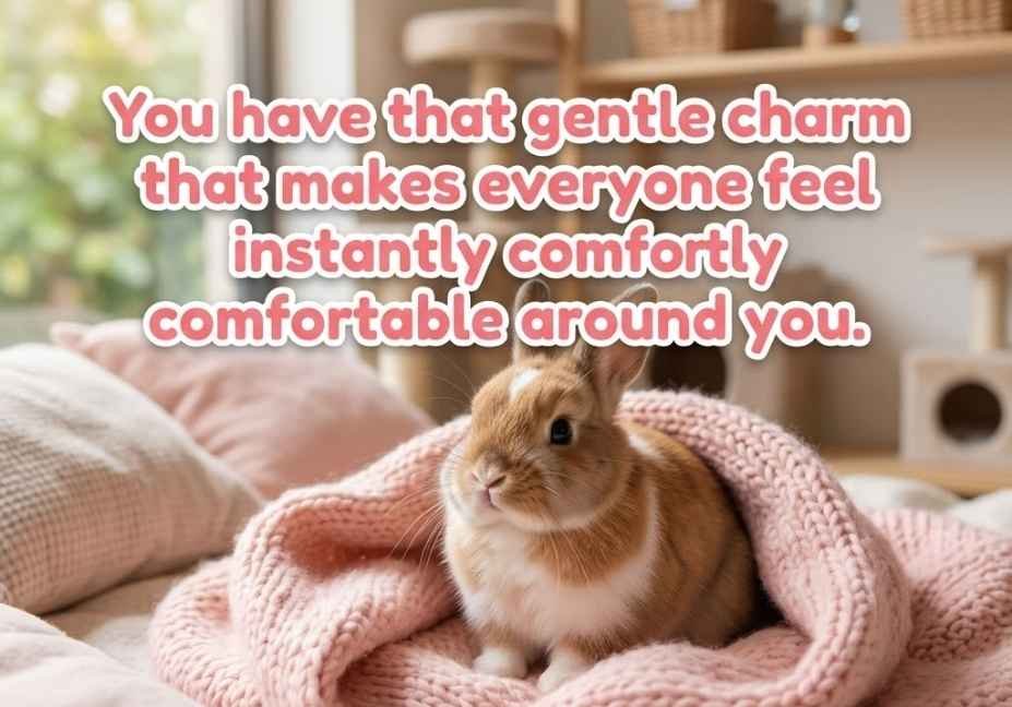 animal pick up lines – fluffy bunny wrapped in pink blanket with cute quote text