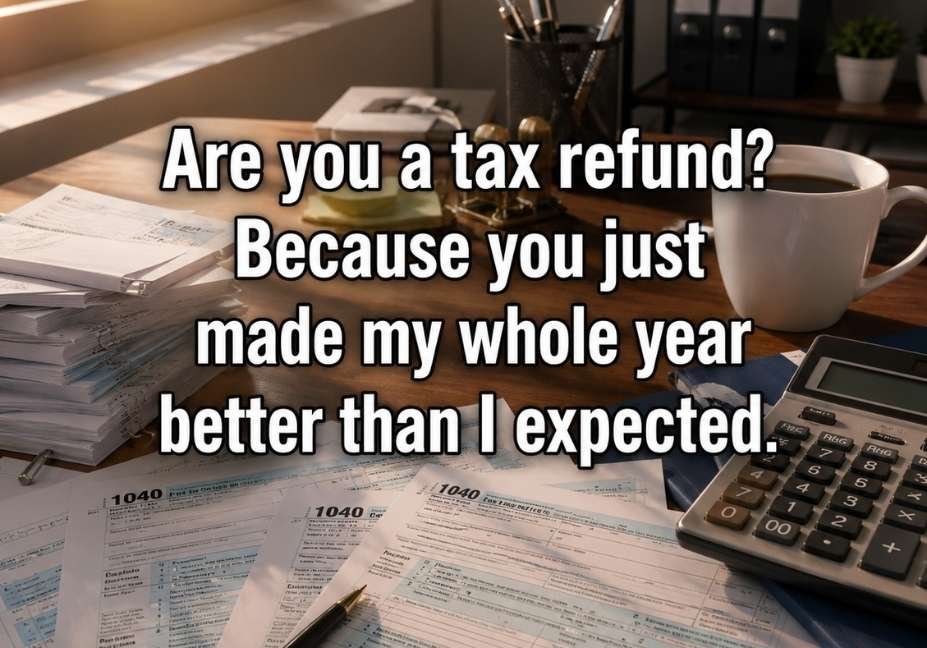 50+ Tax Day Accountant Pick Up Lines No One Warned You About – tax forms and calculator on organized desk