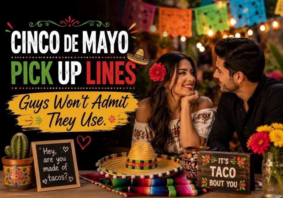 Cinco de Mayo Pick Up Lines with a romantic couple enjoying a festive fiesta