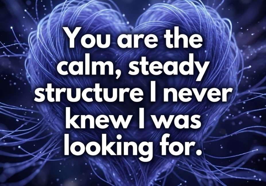 Glowing microtubule strands forming a heart shape with a soft Cytoskeleton Pickup Lines quote about steady calm connection.
