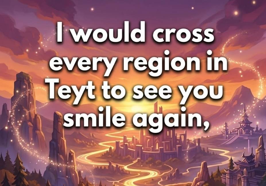 Genshin pickup lines quote about crossing every region in Teyvat to see a smile