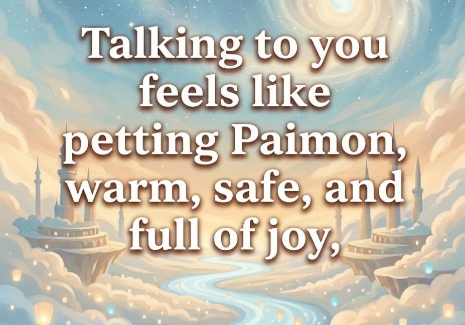 Genshin pickup lines quote about feeling warm, safe, and full of joy like Paimon