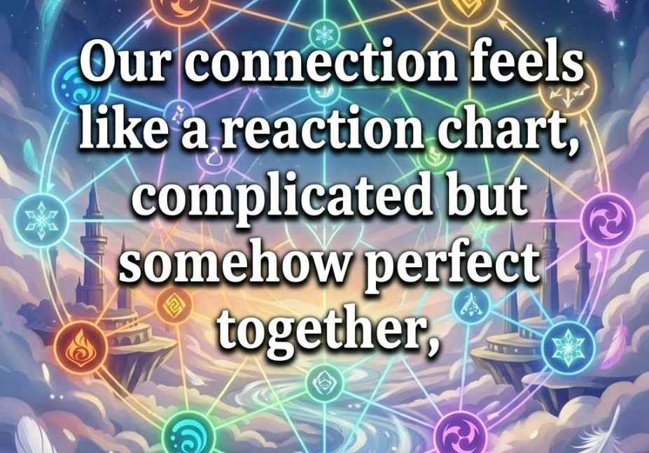 Genshin pickup lines quote comparing a connection to a complicated reaction chart