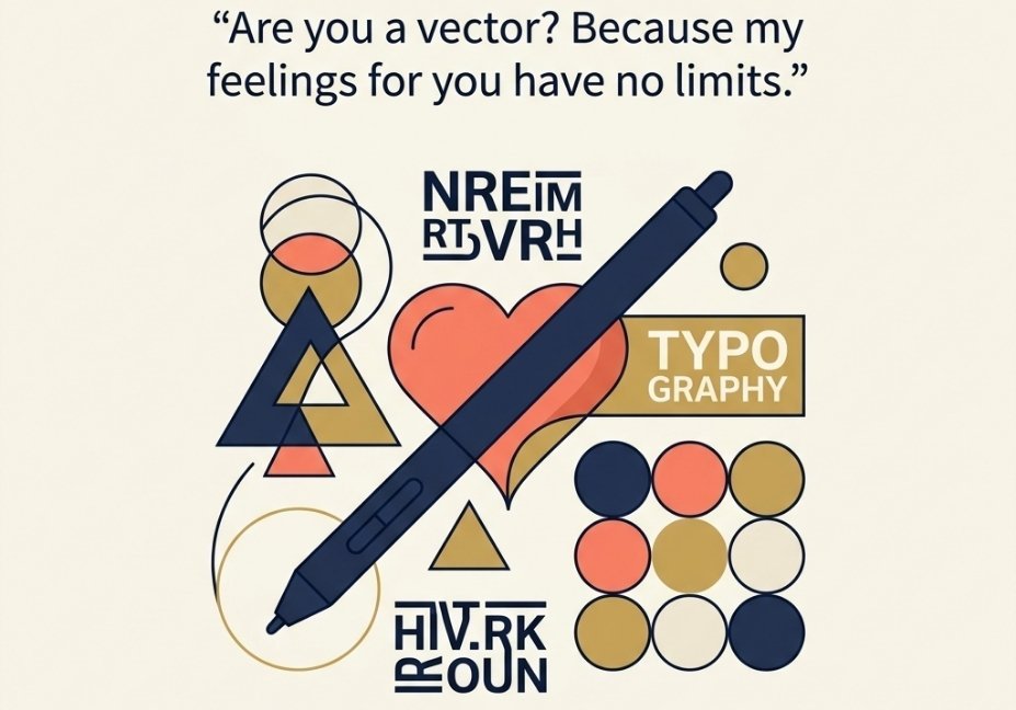 Graphic Designer Pick Up Lines featuring a playful vector design pun