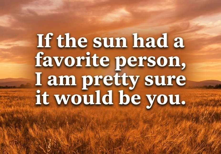 Hot Weather Pick Up Lines sunset image featuring a sun-themed flirty quote