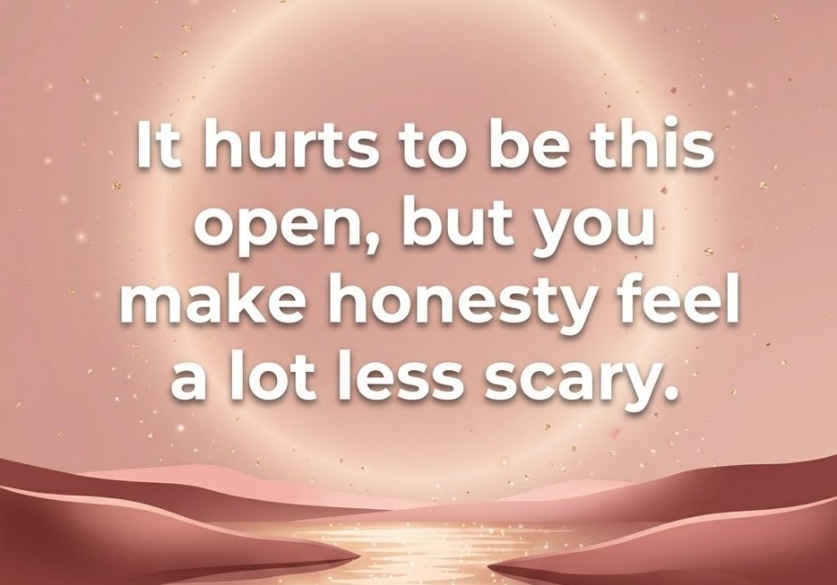 Hurt pick up lines image with rose gold sparkle background and quote about honesty and openness