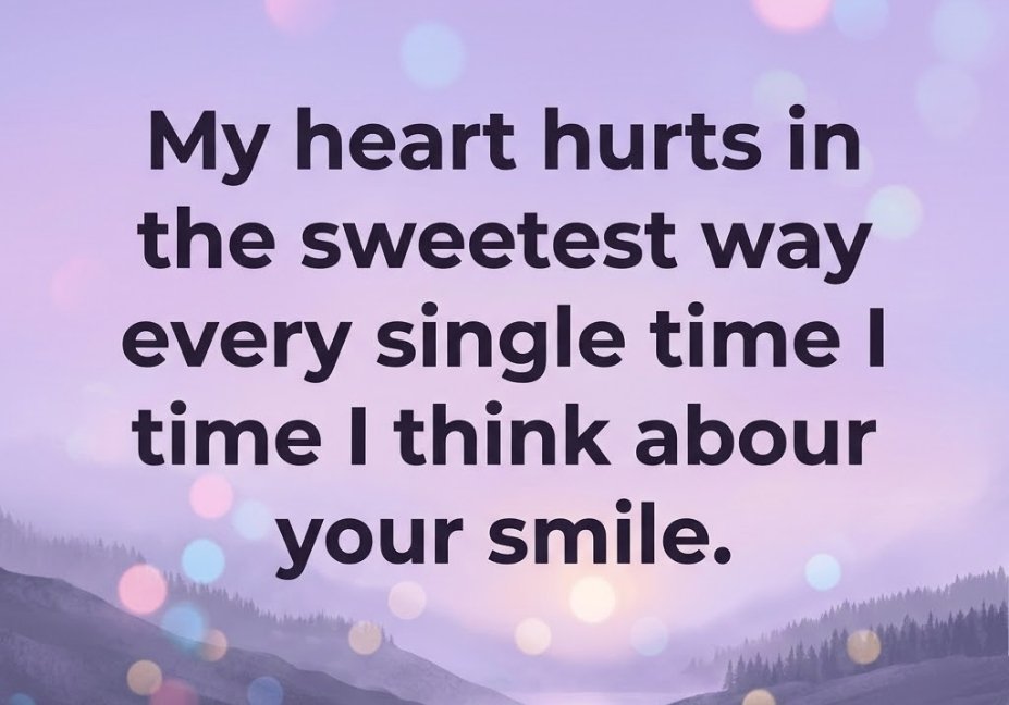 Hurt pick up lines picture in pastel purple design with sweet blessing about thinking of your smile