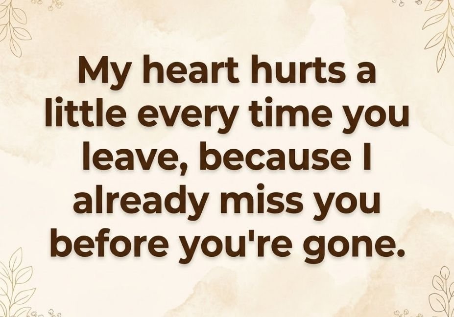 Hurt pick up lines graphic with floral cream background and quote about missing you when you leave