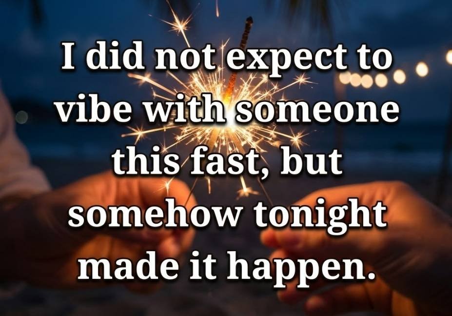 Glowing sparkler held between two hands paired with a playful Micro Pickup Lines caption about instant chemistry
