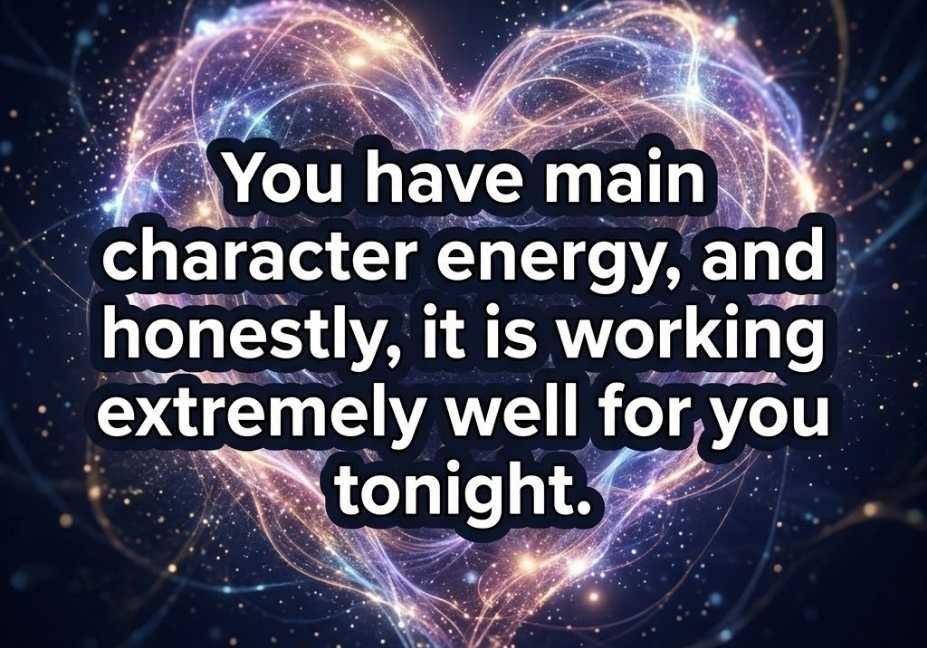 Glowing heart-shaped light art paired with a modern Micro Pickup Lines caption about confident energy.