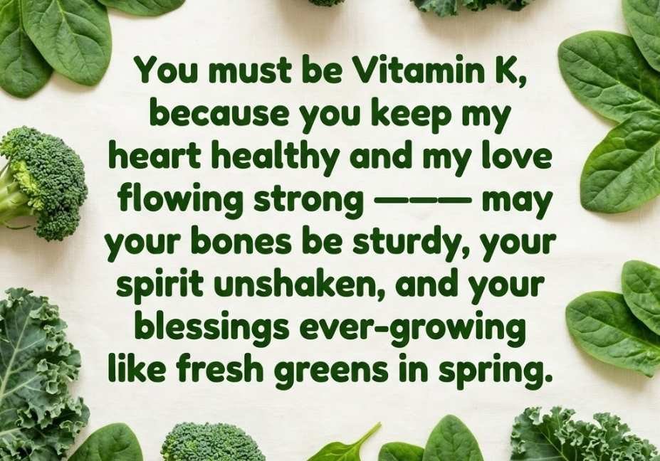 Vitamin pick up lines message on fresh green vegetables background with spinach, broccoli, and kale"