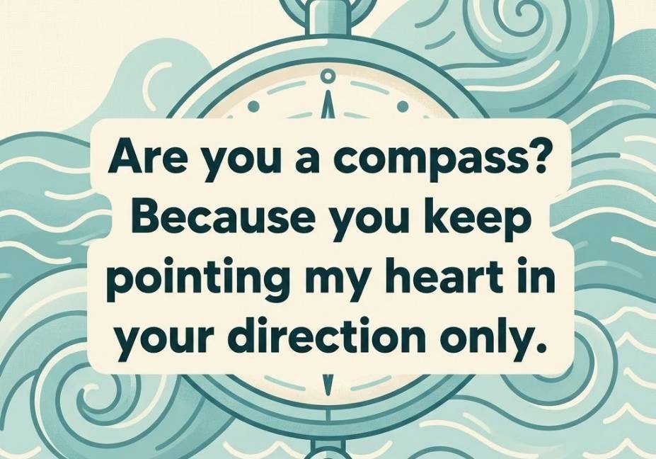 Compass and Current Hinge Vibe — Clever water sport pick up lines for Hinge with compass and ocean current design