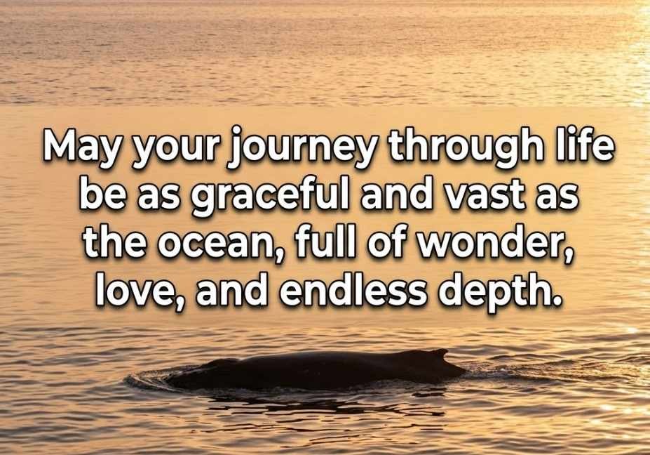 Whale pickup lines inspiring blessing image with lone whale gliding at golden hour