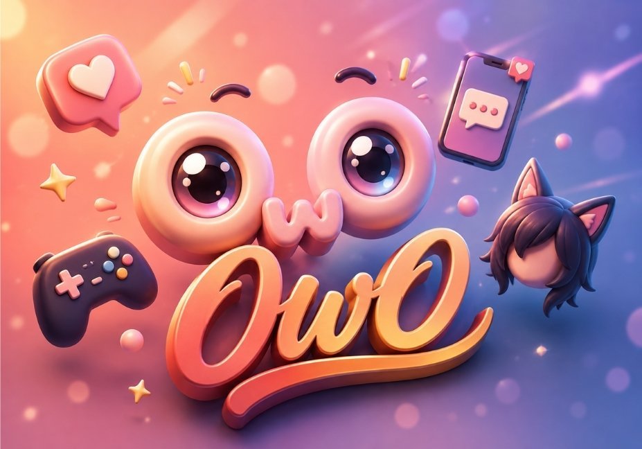What does owo mean — cute wide-eyed emoticon illustration explaining owo slang