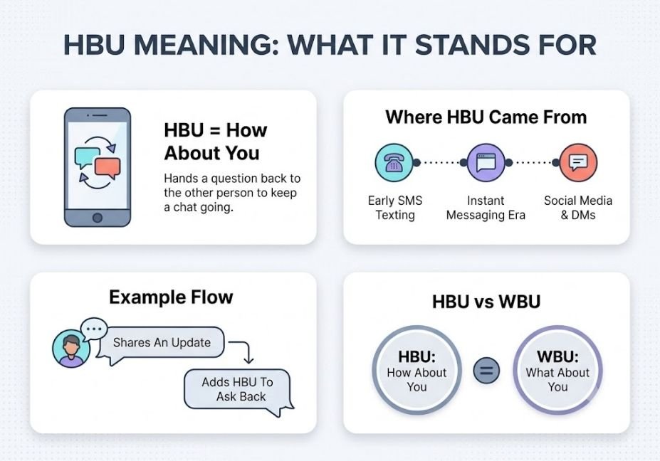 Infographic explaining HBU meaning, its origin timeline, and comparison to WBU