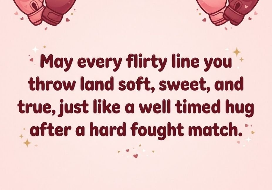 Wrestling Pick Up Lines That Actually Get a Yes flirty quote on pink boxing glove background"