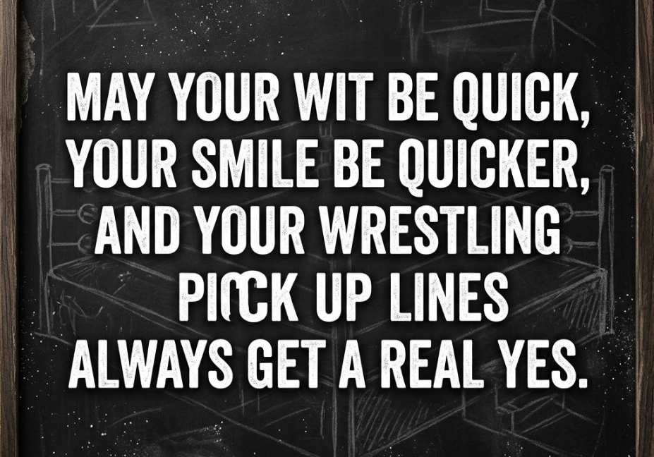 Wrestling Pick Up Lines That Actually Get a Yes chalkboard quote with ring announcer style"