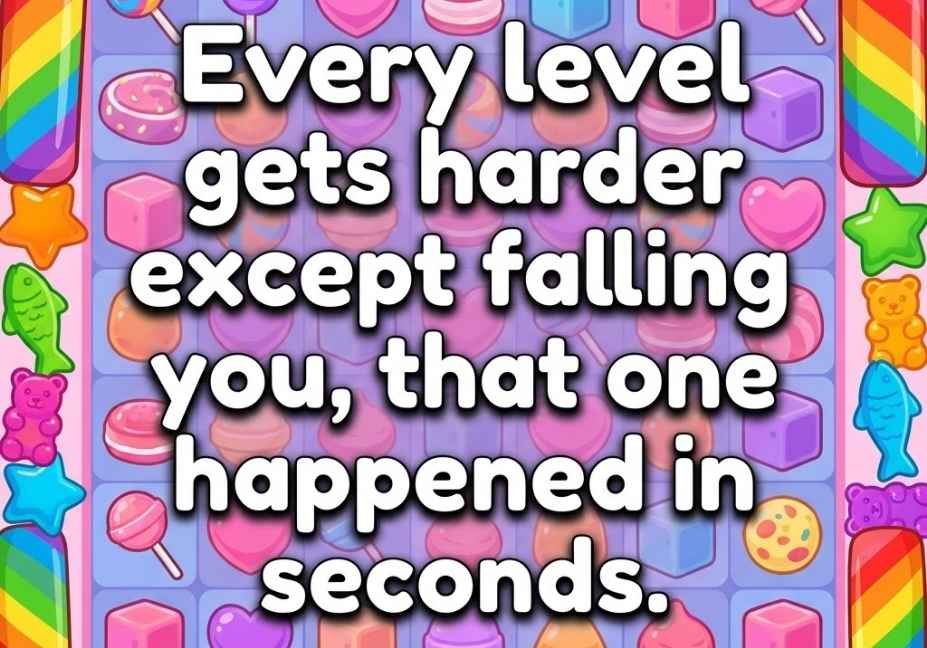 : Funny candy crush saga pick up lines quote image with sweet falling-in-love text on candy board design