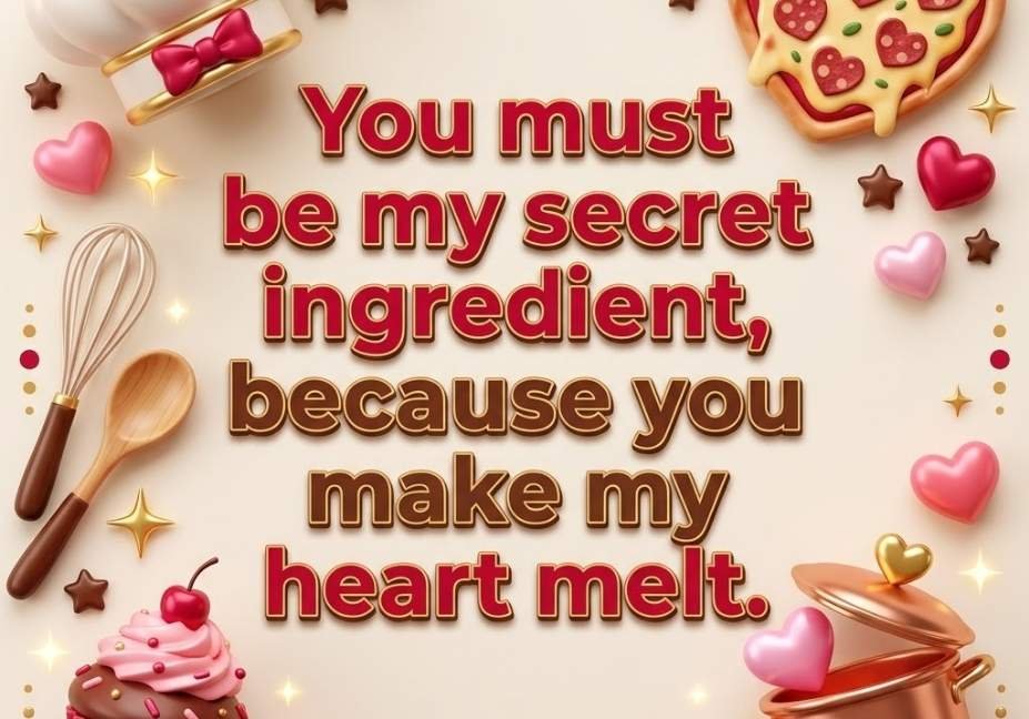 “You must be my secret ingredient, because you make my heart melt.”