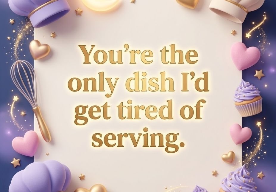 “You’re the only dish I’d never get tired of serving.”