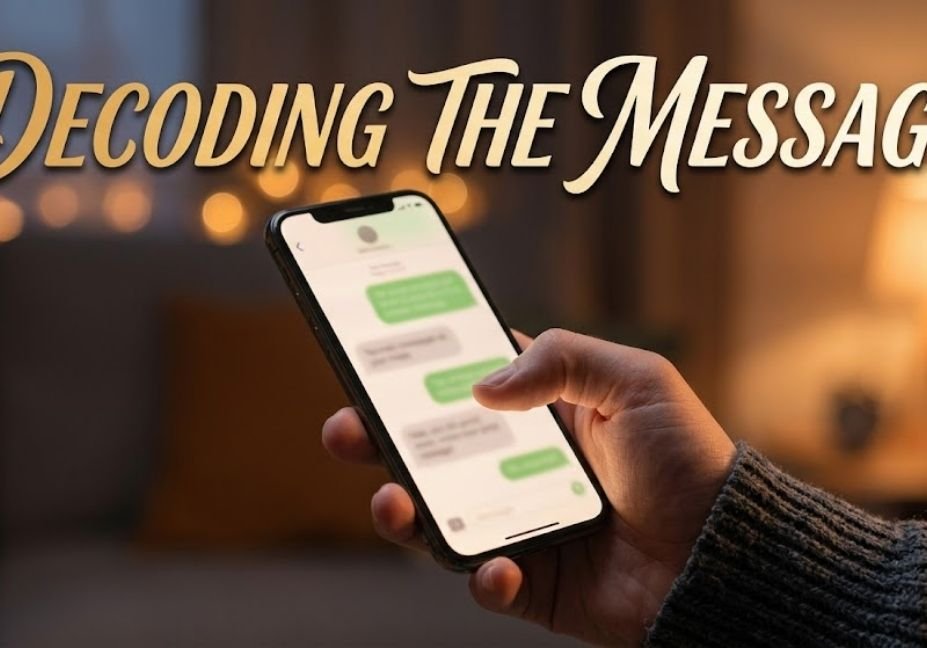 Person holding smartphone with glowing screen at dusk, illustrating what decoding meaning in text looks like in everyday messaging