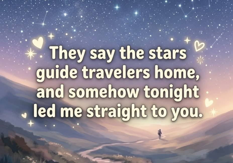 Indian tribal pick up lines image with a starlit sky and fate quote