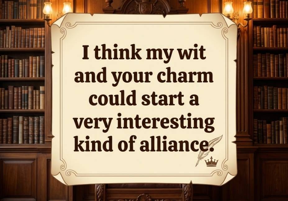 Clever king pick up lines quote about wit and charm.