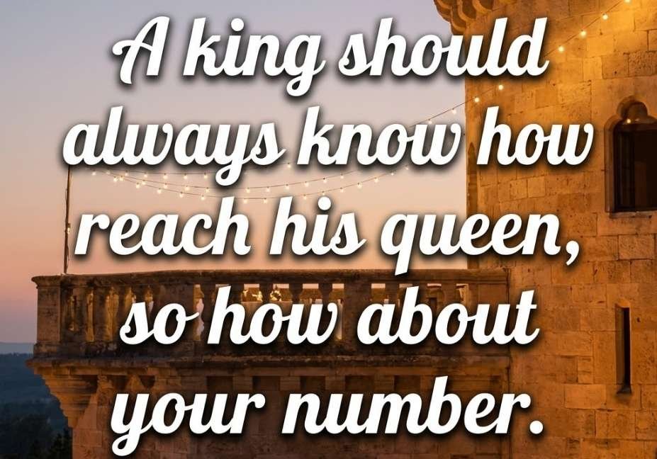 Smooth king pick up lines quote asking for her number.