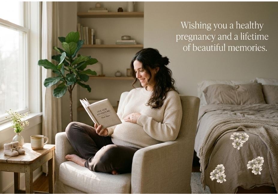 Pregnancy Pick up lines wish with a peaceful maternity scene.