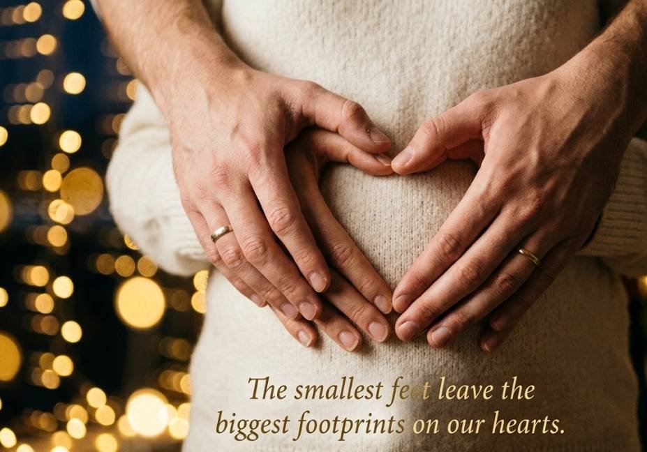 Pregnancy Pick up lines with a loving baby bump photo.
